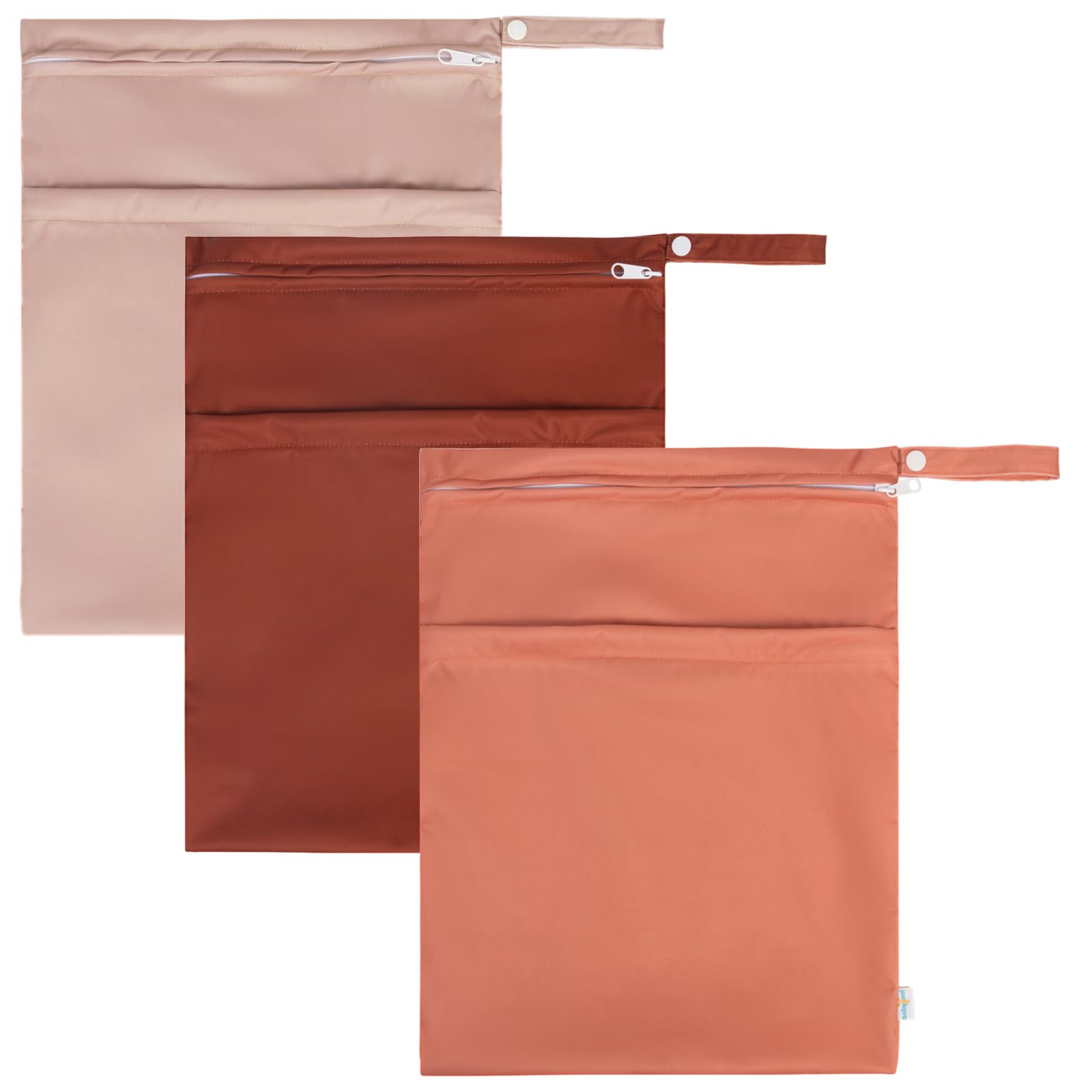 babygoal wet bag snap-handle hanging on a stroller for easy access.