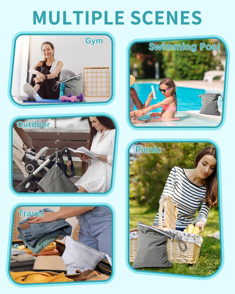 Babygoal wet dry bag folded compact saves space in handbag.