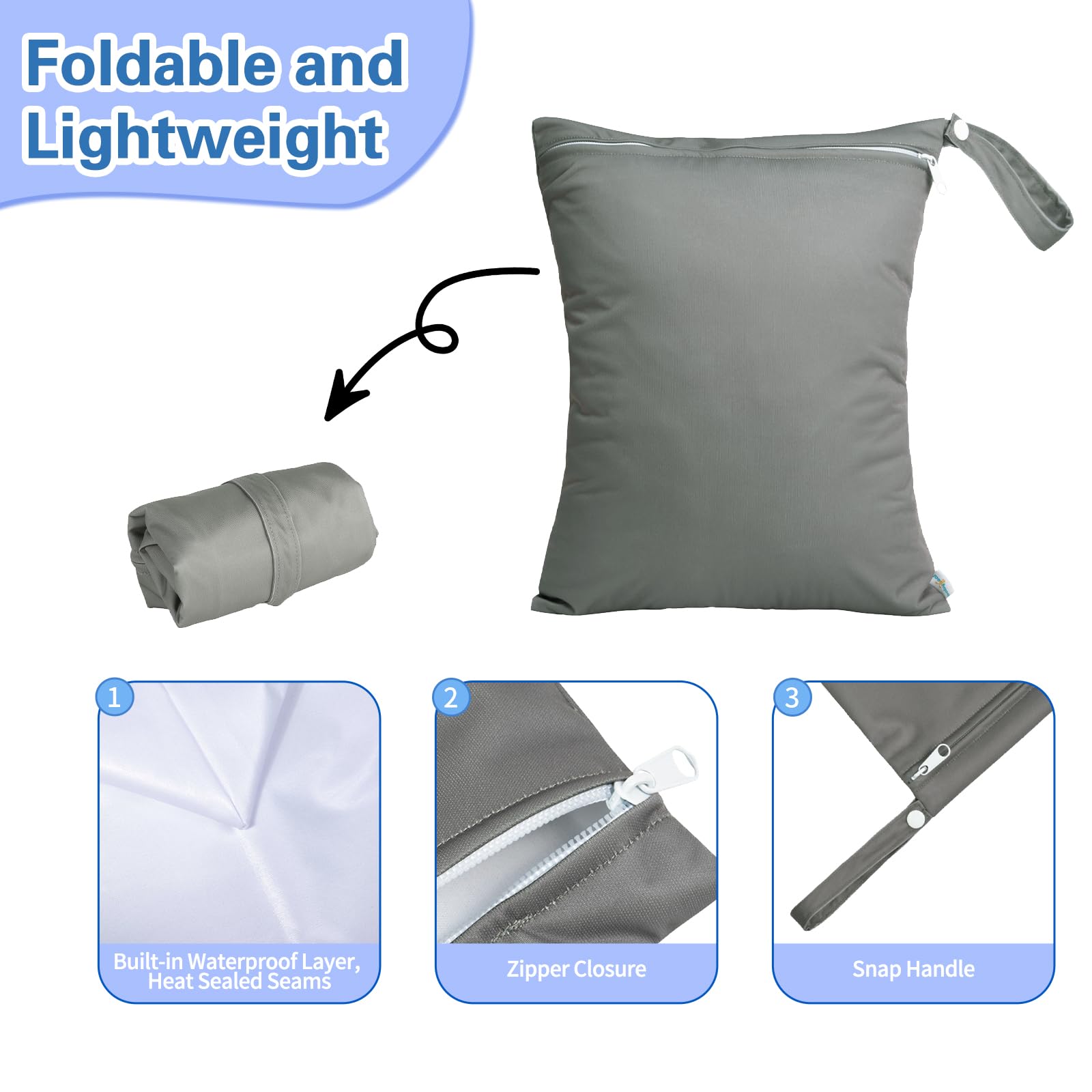 babygoal wet-dry bag folded compact for travel and storage