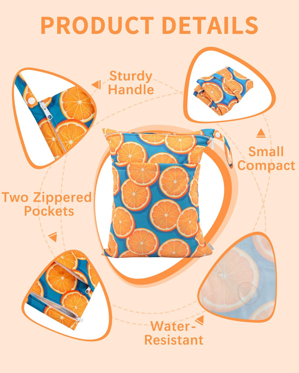 Babygoal wet dry bag with snap-handle on stroller for easy on-the-go access
