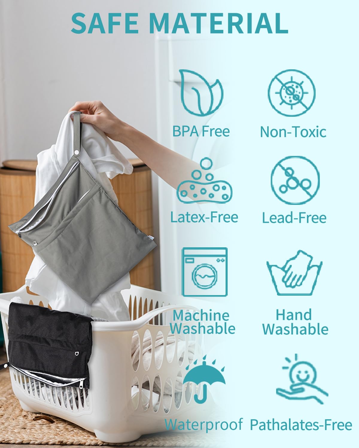 Babygoal wet dry bag in suitcase demonstrates versatile travel storage.