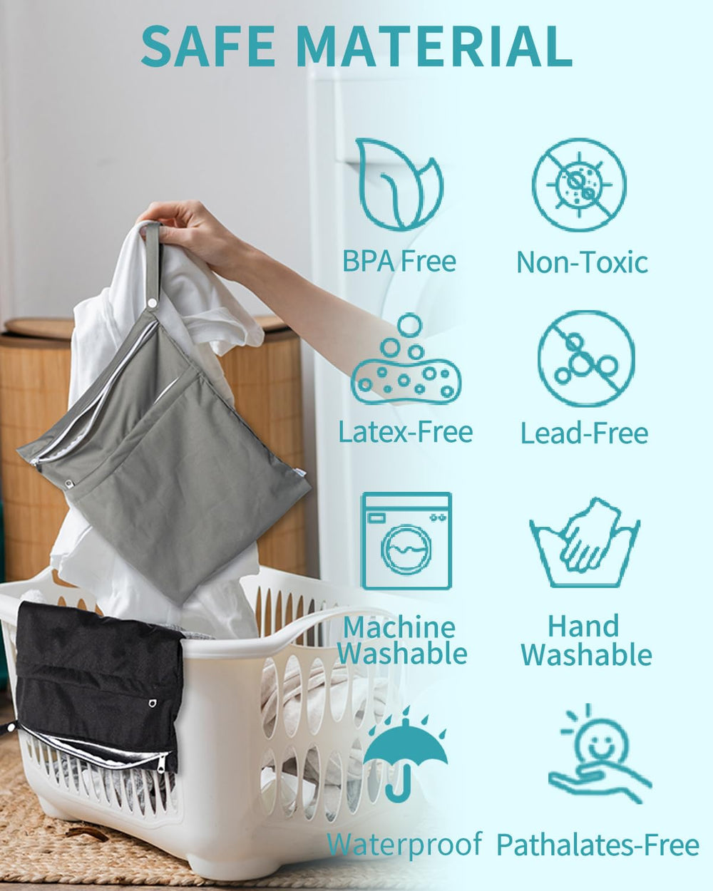 Babygoal wet dry bag in suitcase demonstrates versatile travel storage.