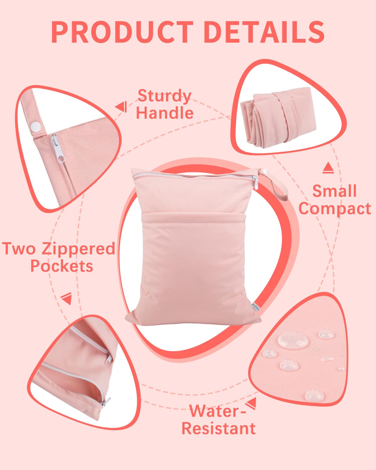 babygoal wet dry bags three pack flat lay showing compact travel storage