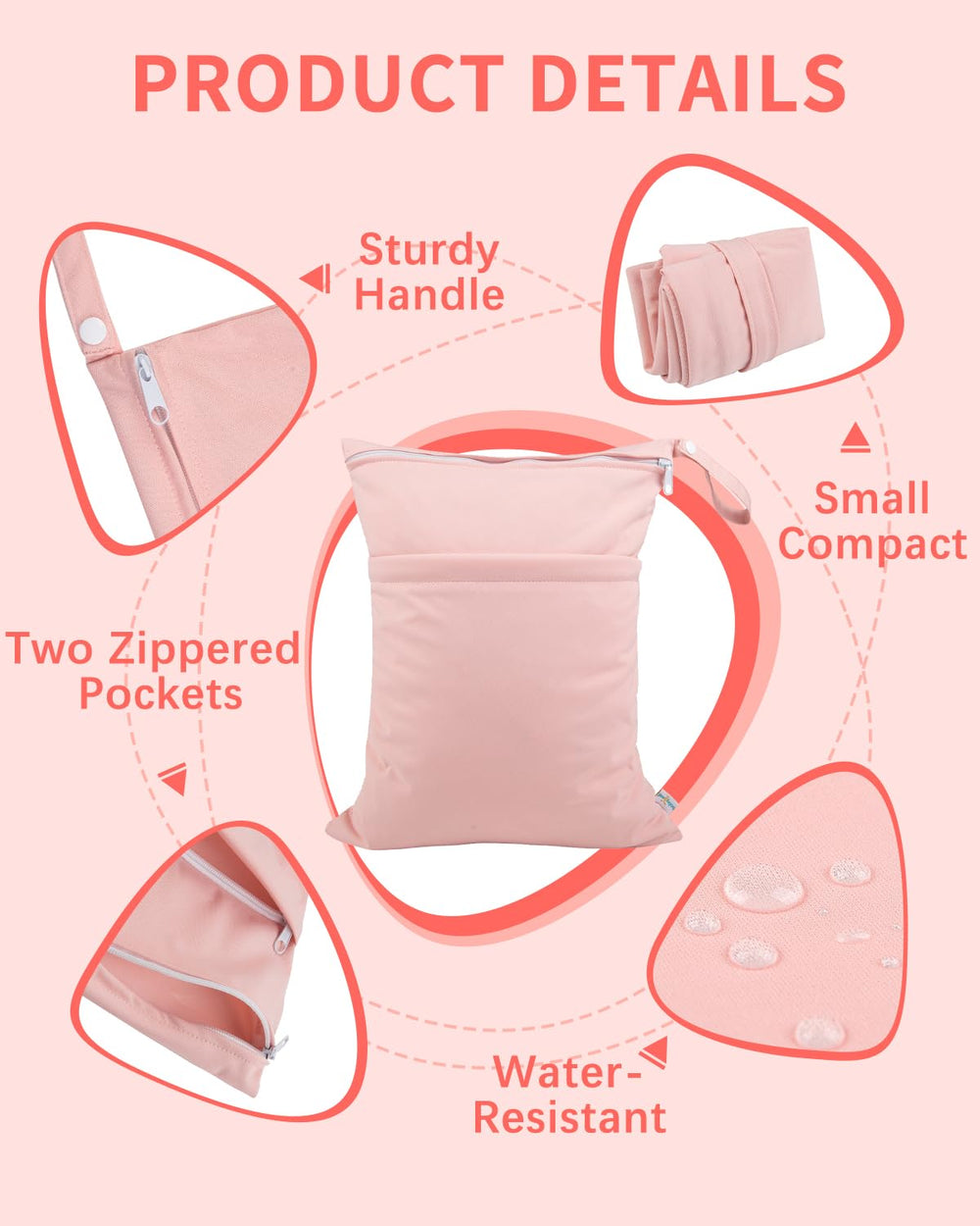 babygoal wet dry bags three pack flat lay showing compact travel storage