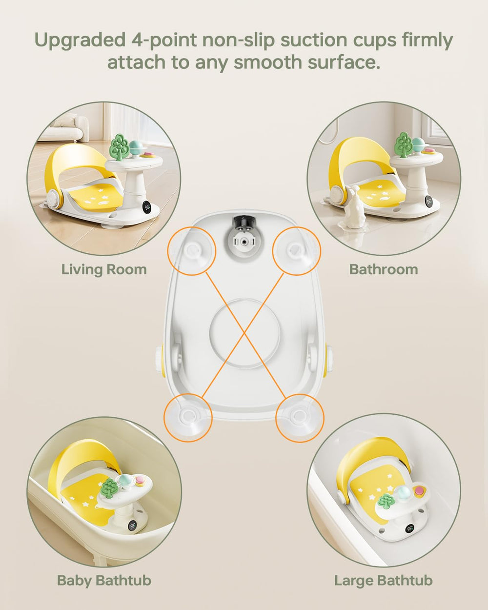 Babygreat bath seat accessories hairbrush included for gentle cleansing.