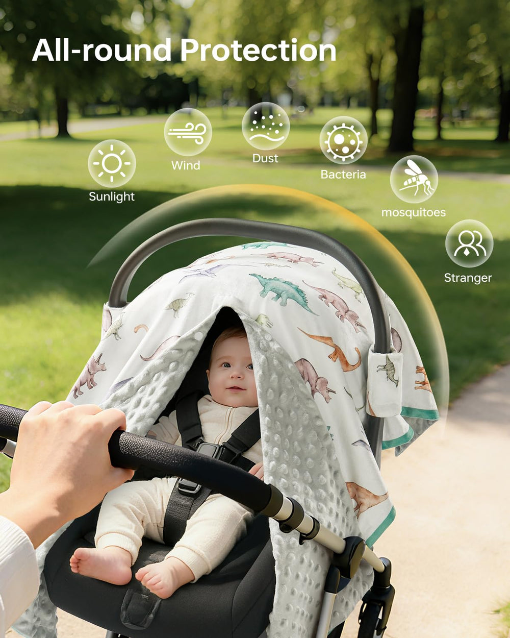 Babygreat car seat cover peekaboo opening provides quick checks without drafts.