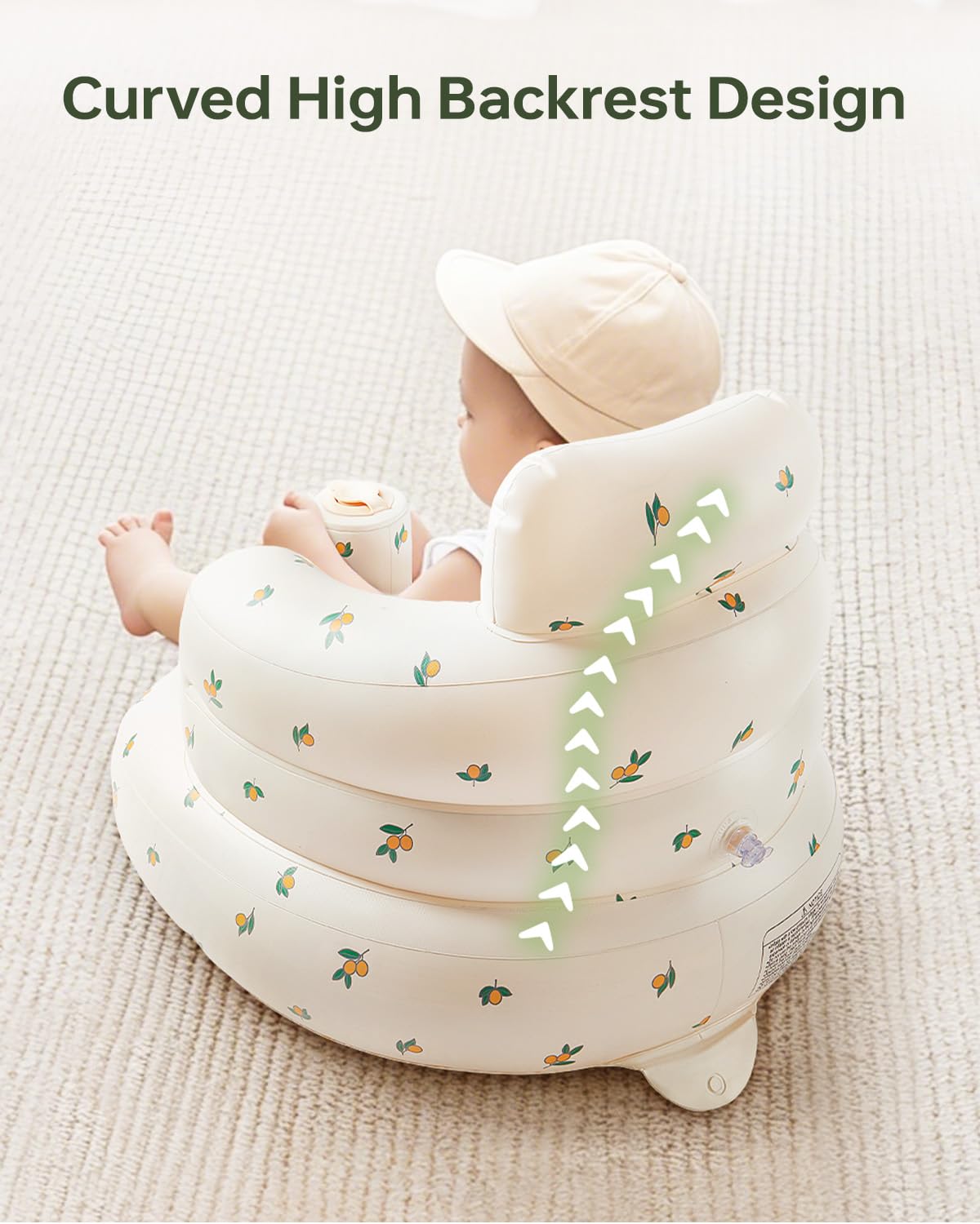 Babygreat inflatable baby seat low center of gravity prevents tipping during learning.