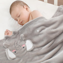 Babyhuggle elephant foldable blanket for cozy swaddling and year-round cuddles.