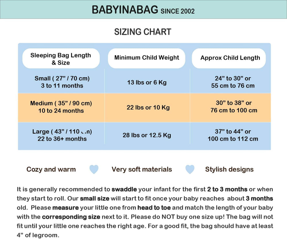 Baby in a Bag Summer Model front zipper enables easy diaper changes at night
