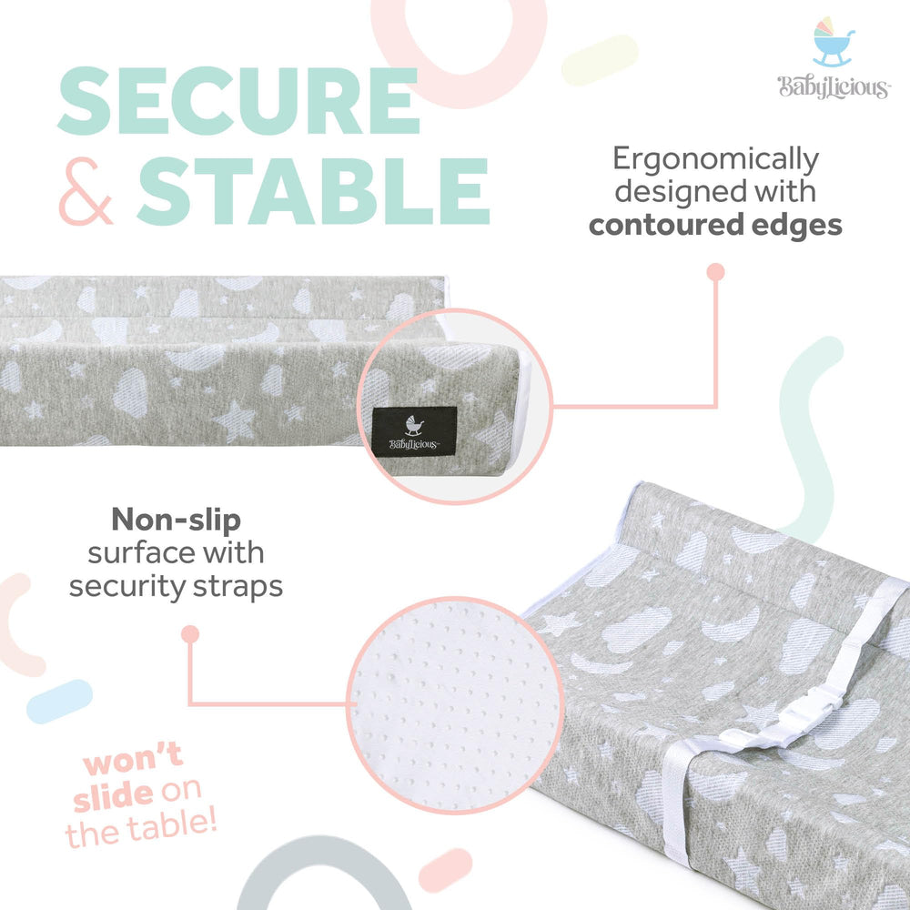 Babylicious changing pad security straps provide stable positioning during diapering.