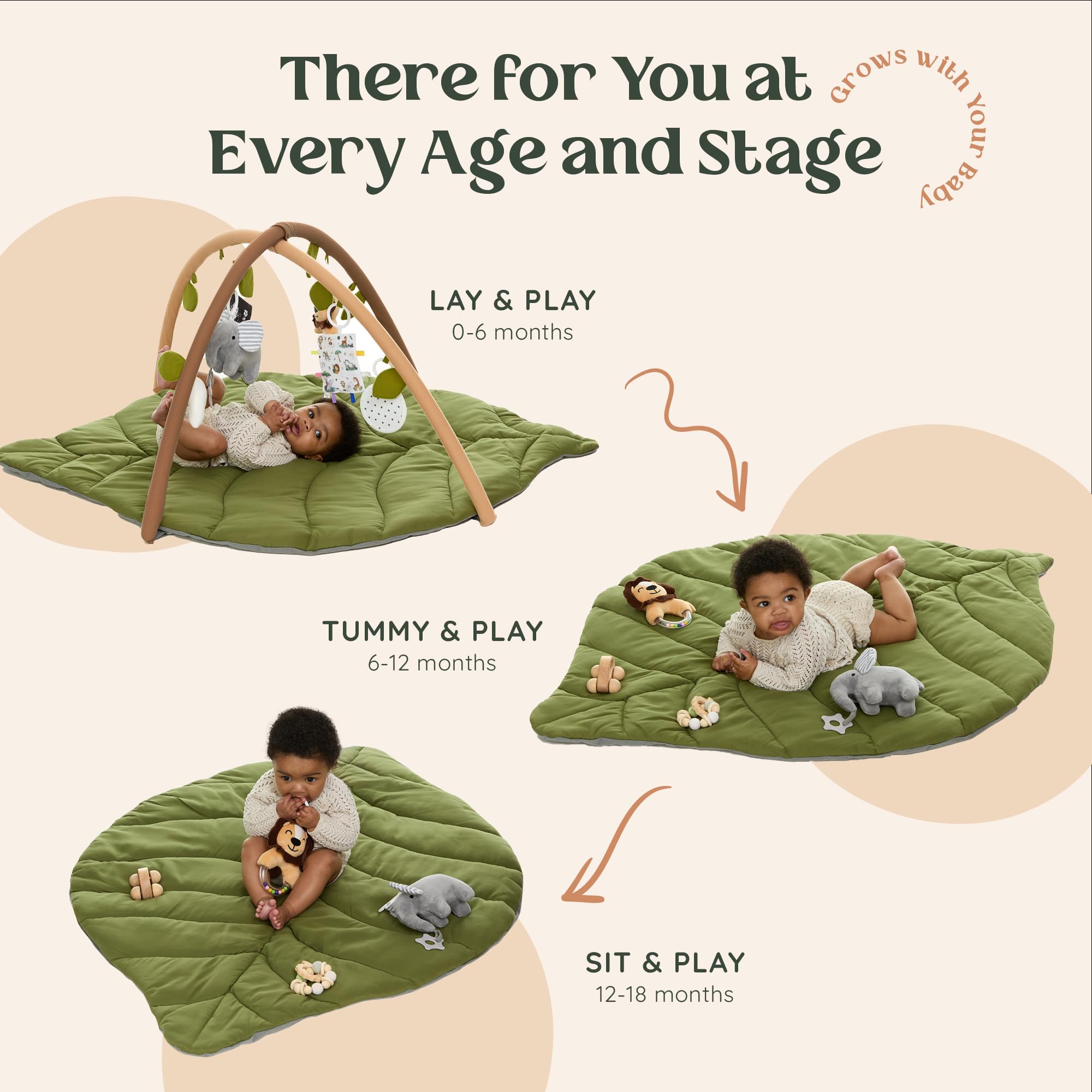 Babylicious detachable tummy-time toys arranged for convenient play