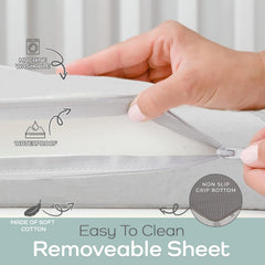 Babylicious non-slip base detail keeps topper secure on flat surfaces.
