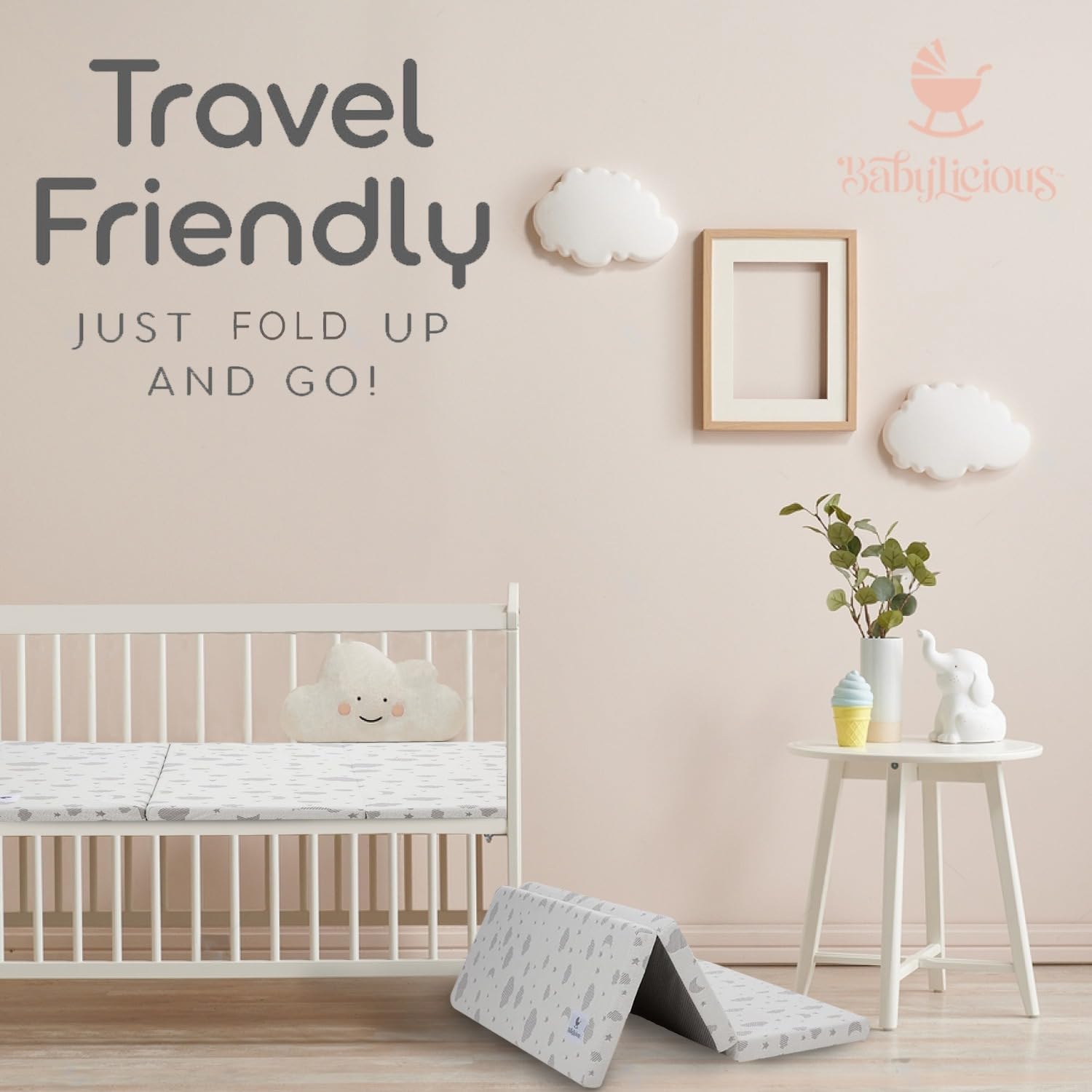 Babylicious jacquard cover feels soft and breathable for cozy baby naps.