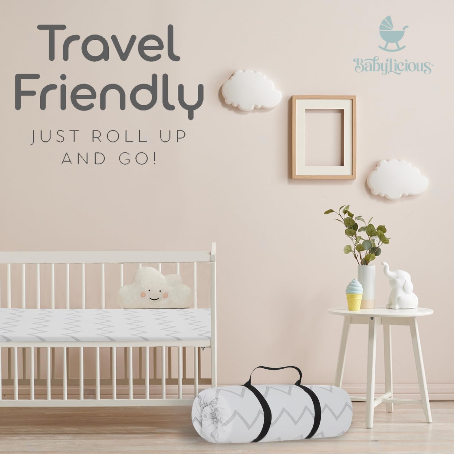Babylicious roll-up design travel nap ready fits compactly in bags