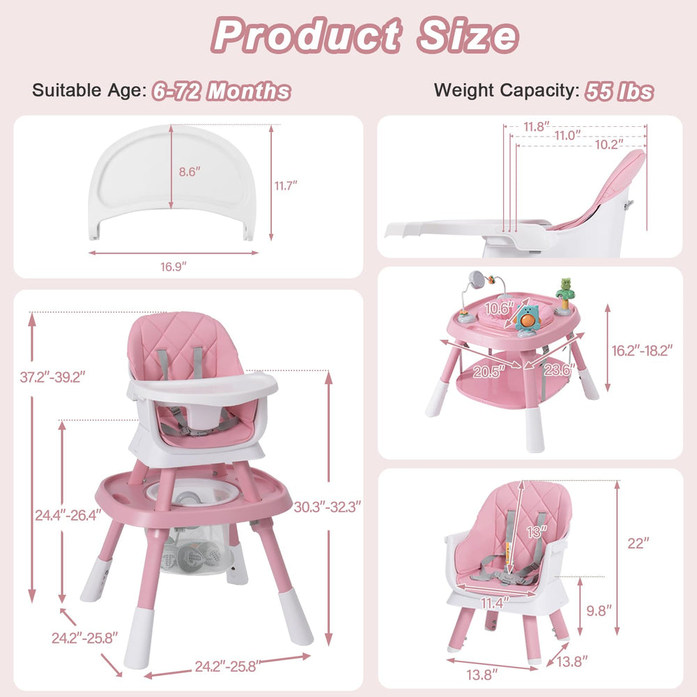 Babyliebe 15-in-1 high chair with 5-point harness for secure seating