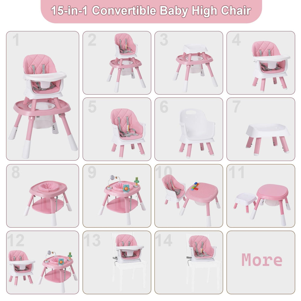 Babyliebe 15-in-1 high chair booster seat with secure adjustable fit for shared meals