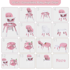 Babyliebe 15-in-1 high chair booster seat with secure adjustable fit for shared meals
