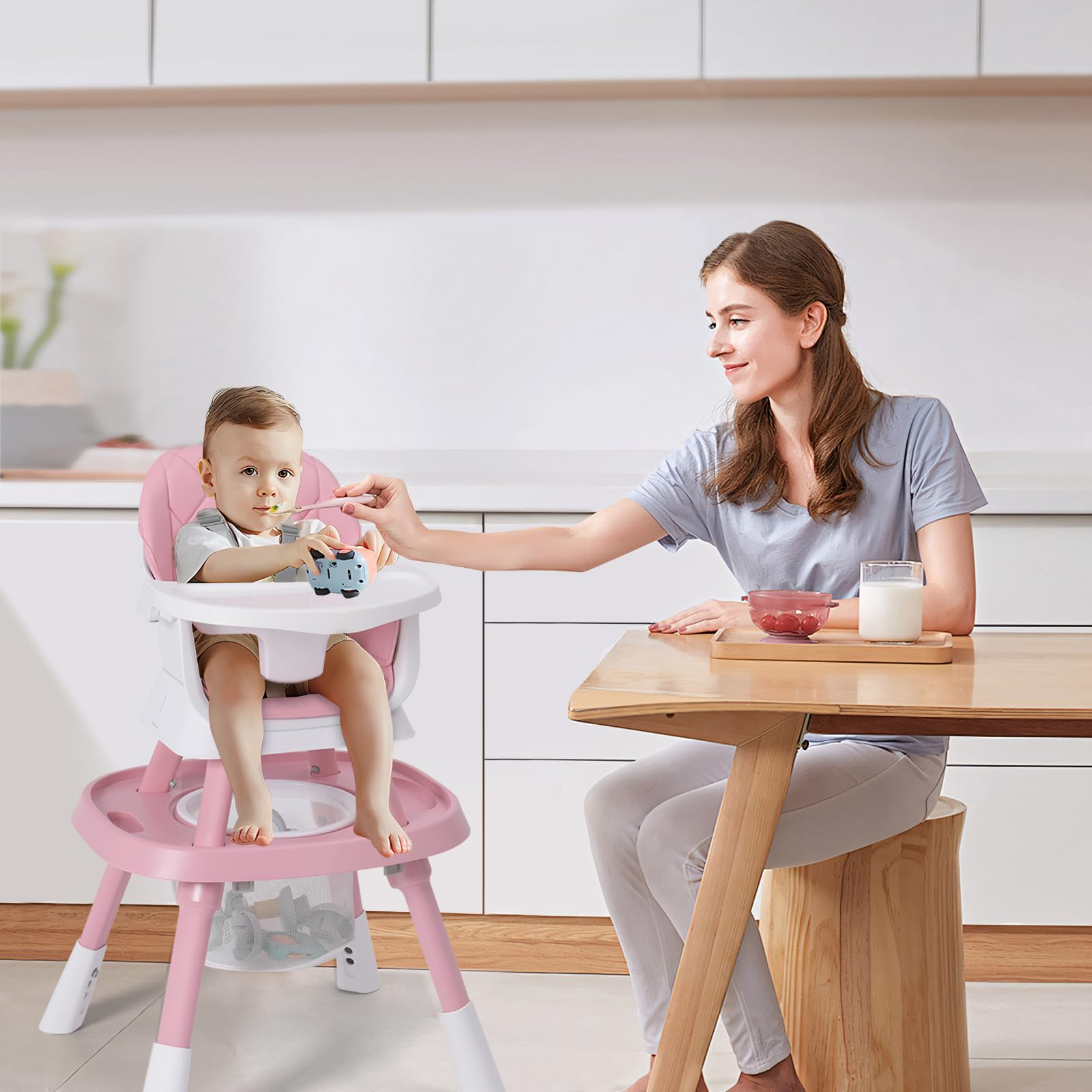 Babyliebe 15-in-1 high chair tray removable and dishwasher-safe for easy cleaning