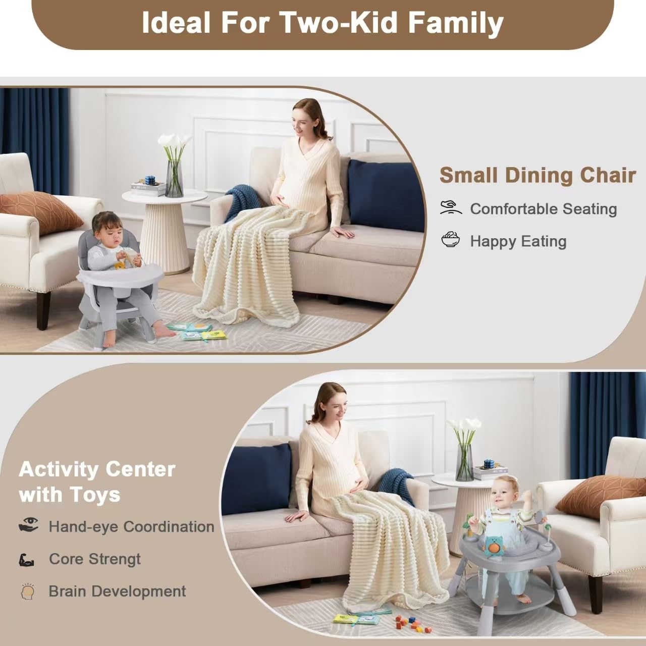 Babyliebe activity center with 360-degree seat promotes grasping and movement