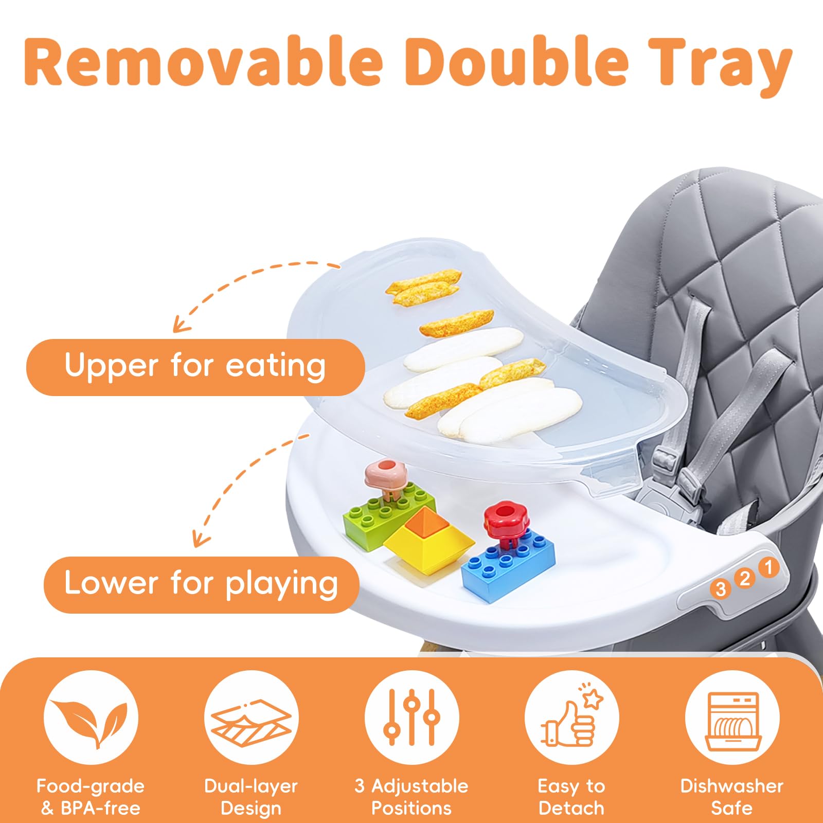 Babyliebe sturdy beech wood legs provide stable support during meals.
