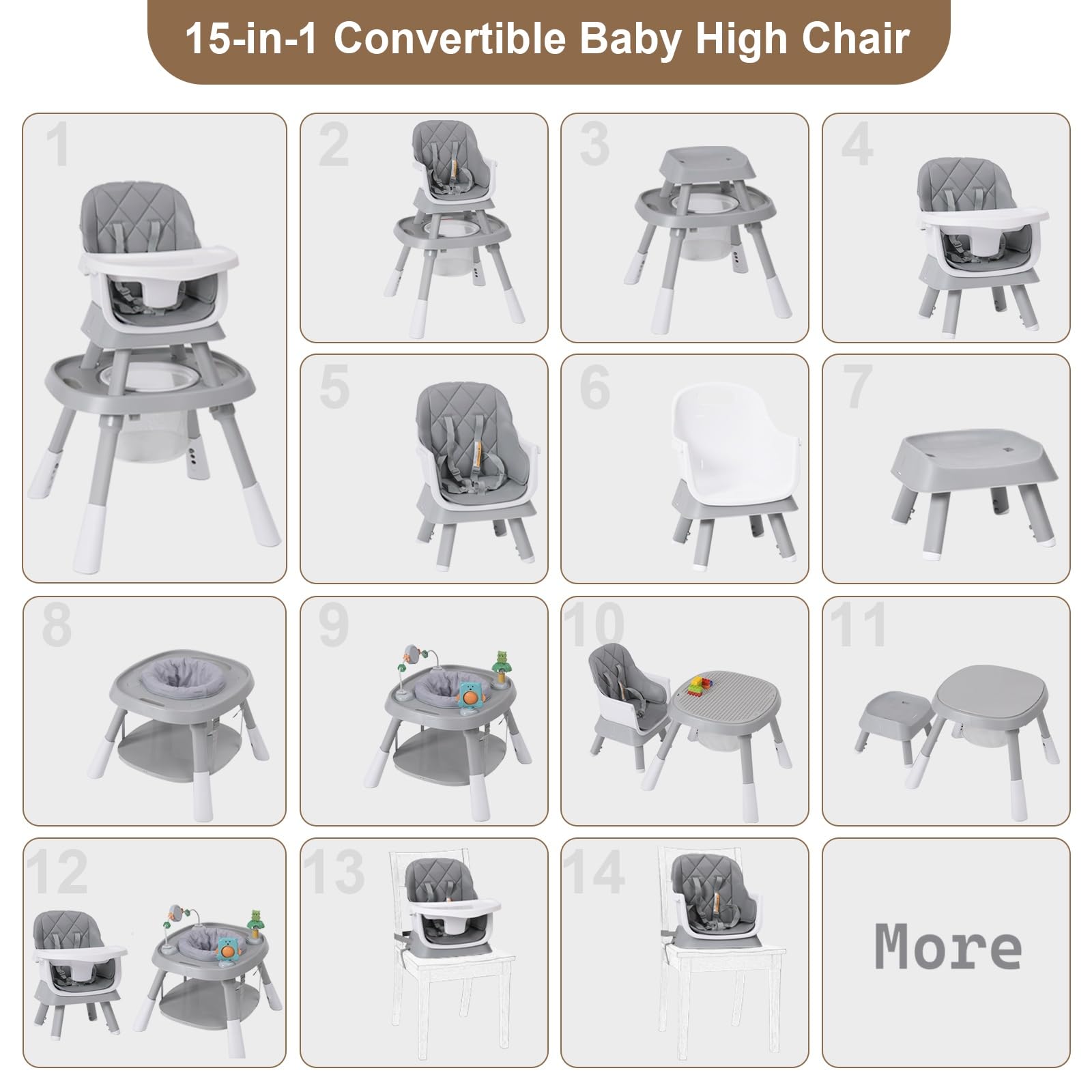 Babyliebe high chair tray removal demonstrates easy, tool-free feeding setup