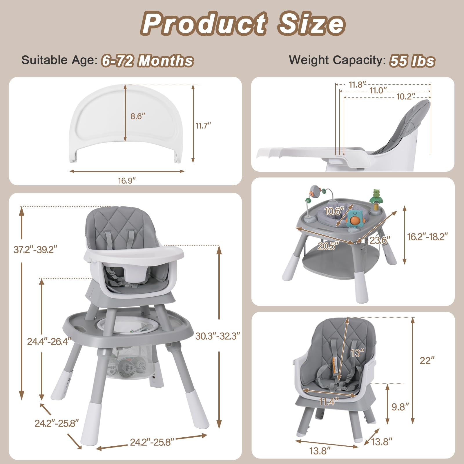 Babyliebe safe materials and 5-point harness enhance stability