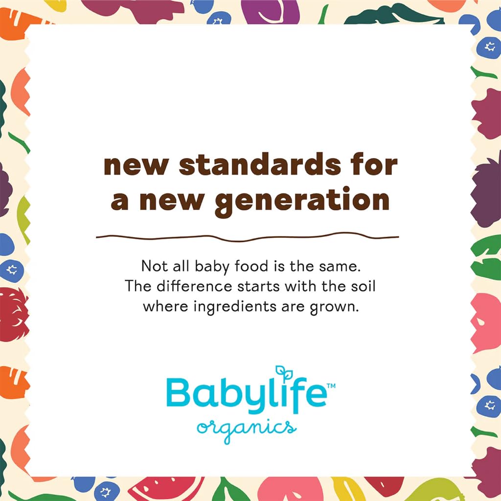 Babylife Organics clean ingredients label highlights gluten-free, non-GMO purity