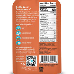 Babylife Organics Stage 2 pouch side showing organic, non-GMO nutrition information.