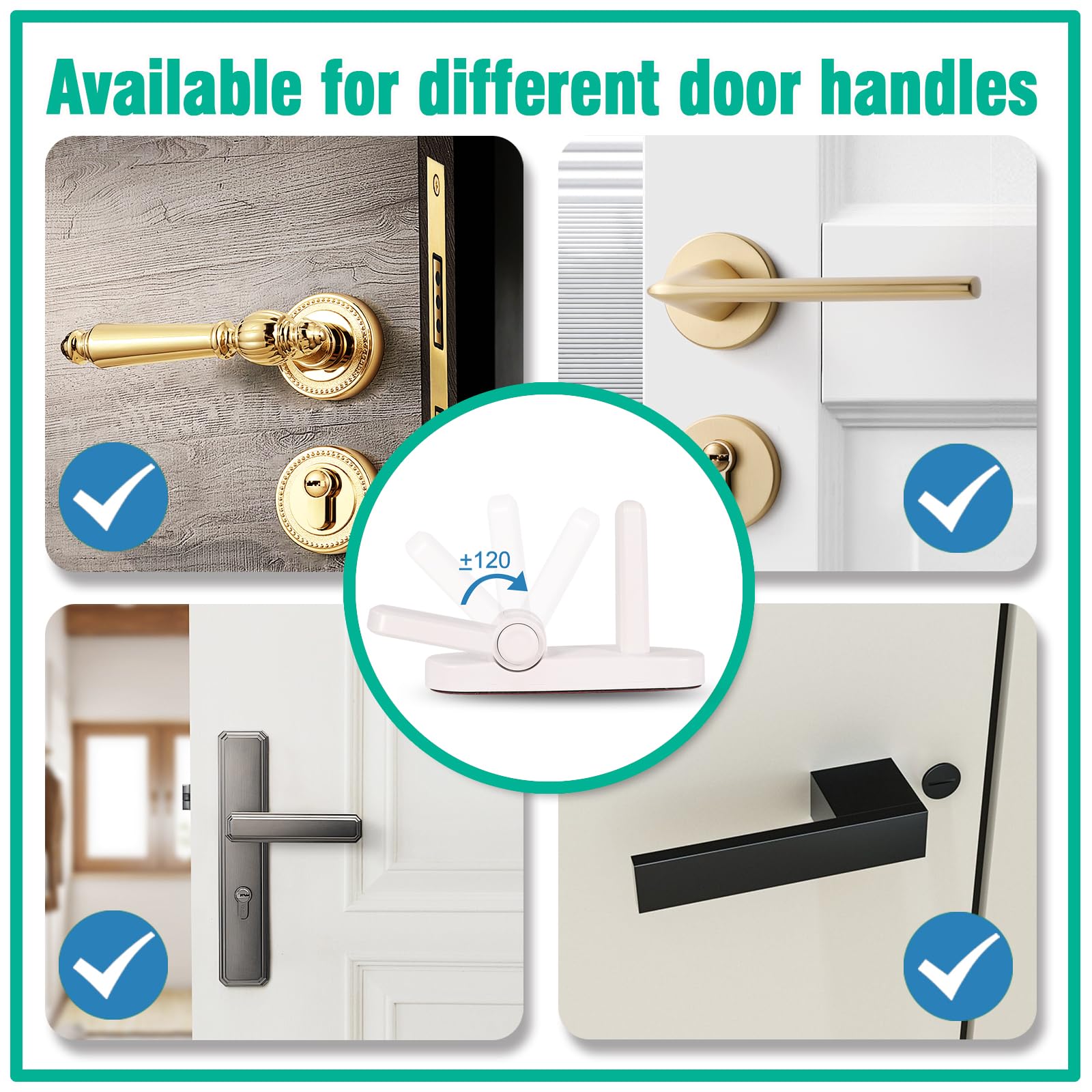 Babylush door safety lock demonstrates tool-free installation on most handles.