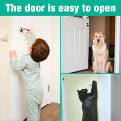 Babylush door lever lock with 3M adhesive provides tool-free, quick installation.