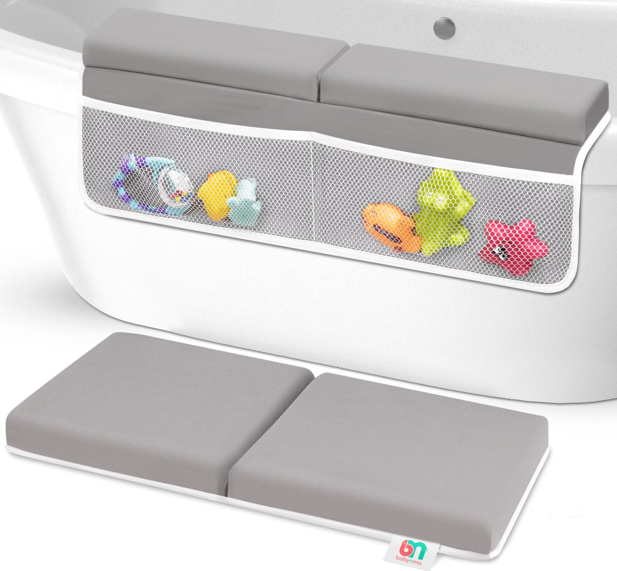 Babynma bath kneeler memory foam cushion provides soft support during baths.