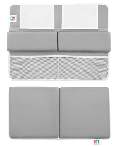Babynma bath time organized essentials holder keeps towels and toys handy.