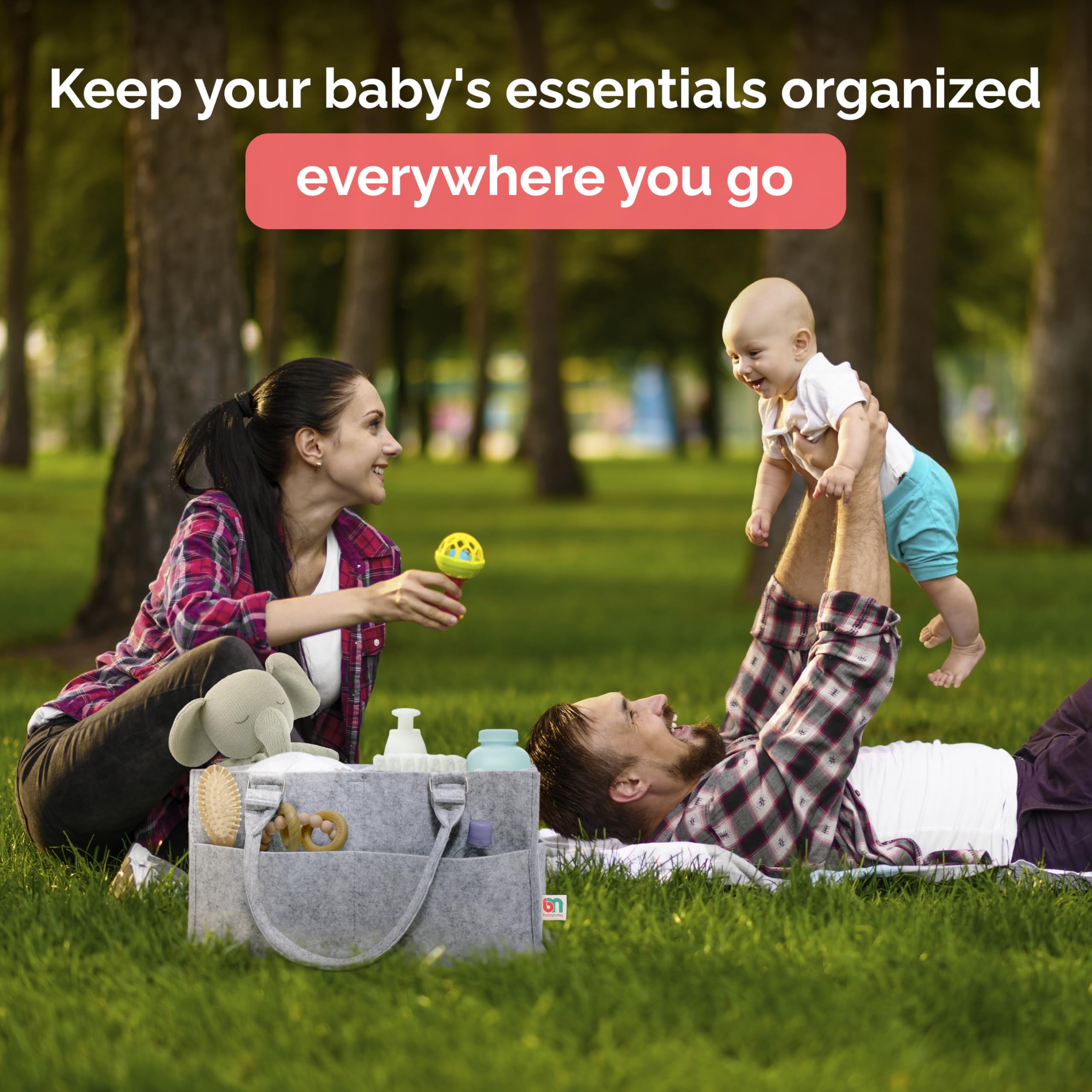 Babynma felt diaper caddy hand-cut felt conveys soft touch and baby-friendly protection