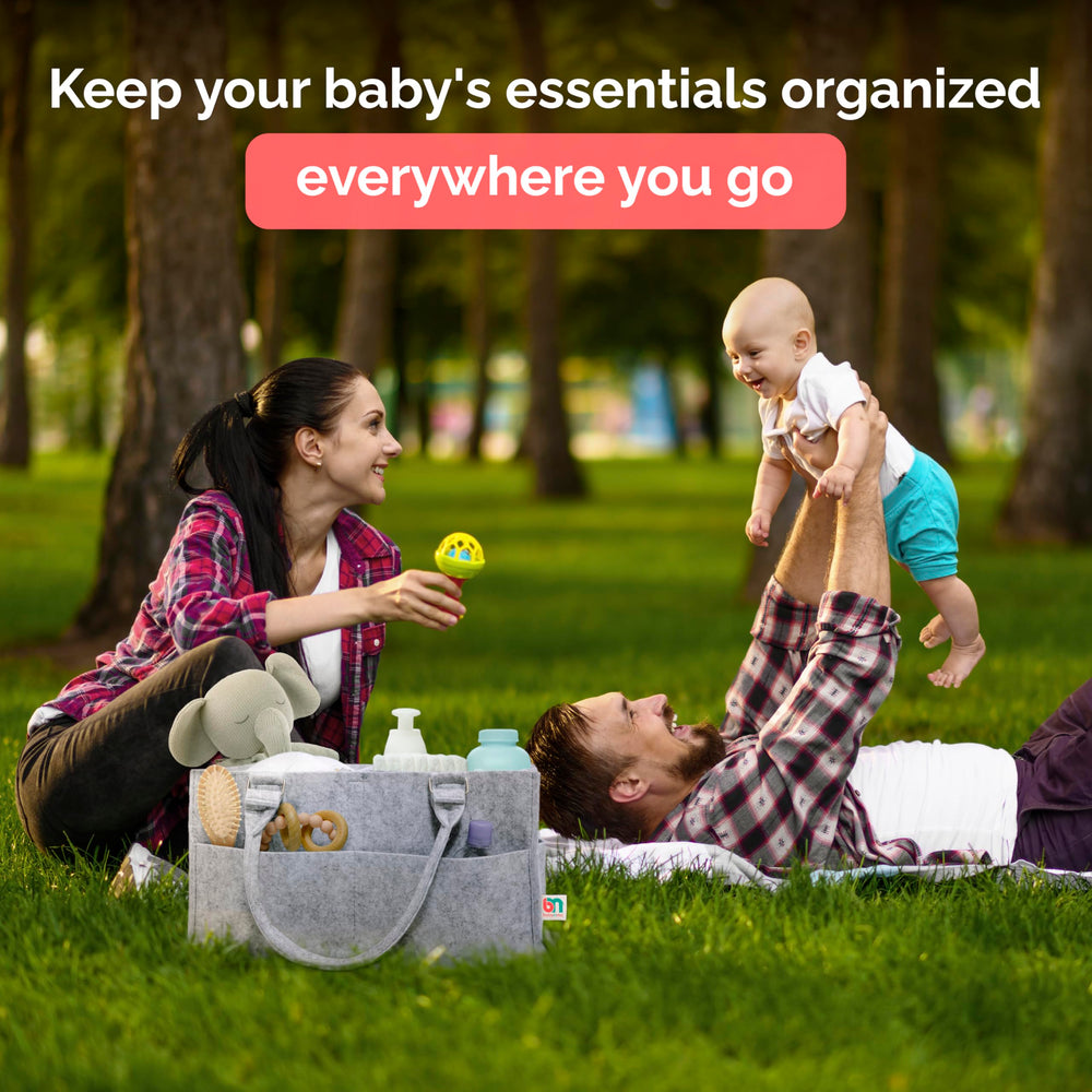Babynma felt diaper caddy hand-cut felt conveys soft touch and baby-friendly protection