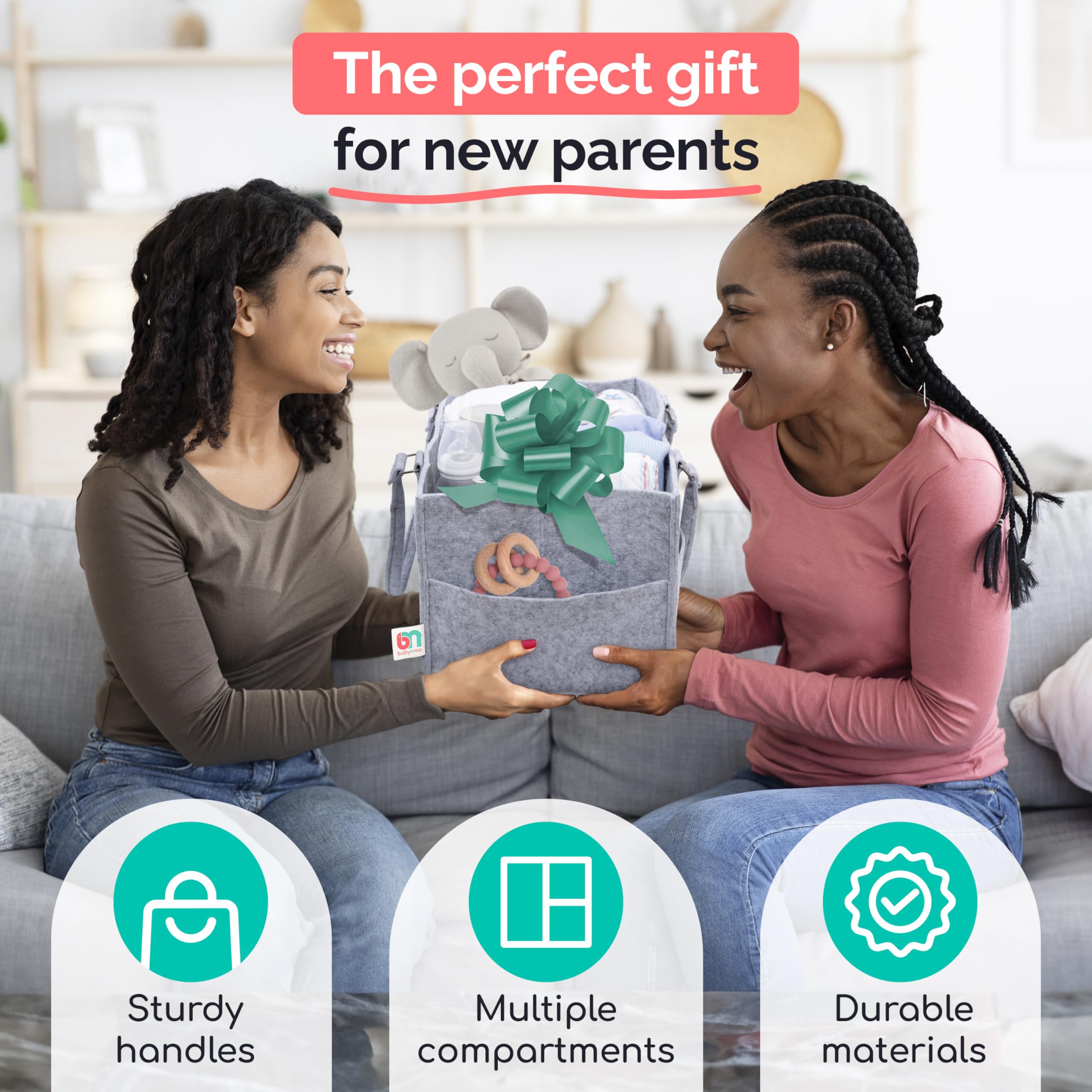Babynma felt diaper caddy removable inserts show customizable layout for varying supplies