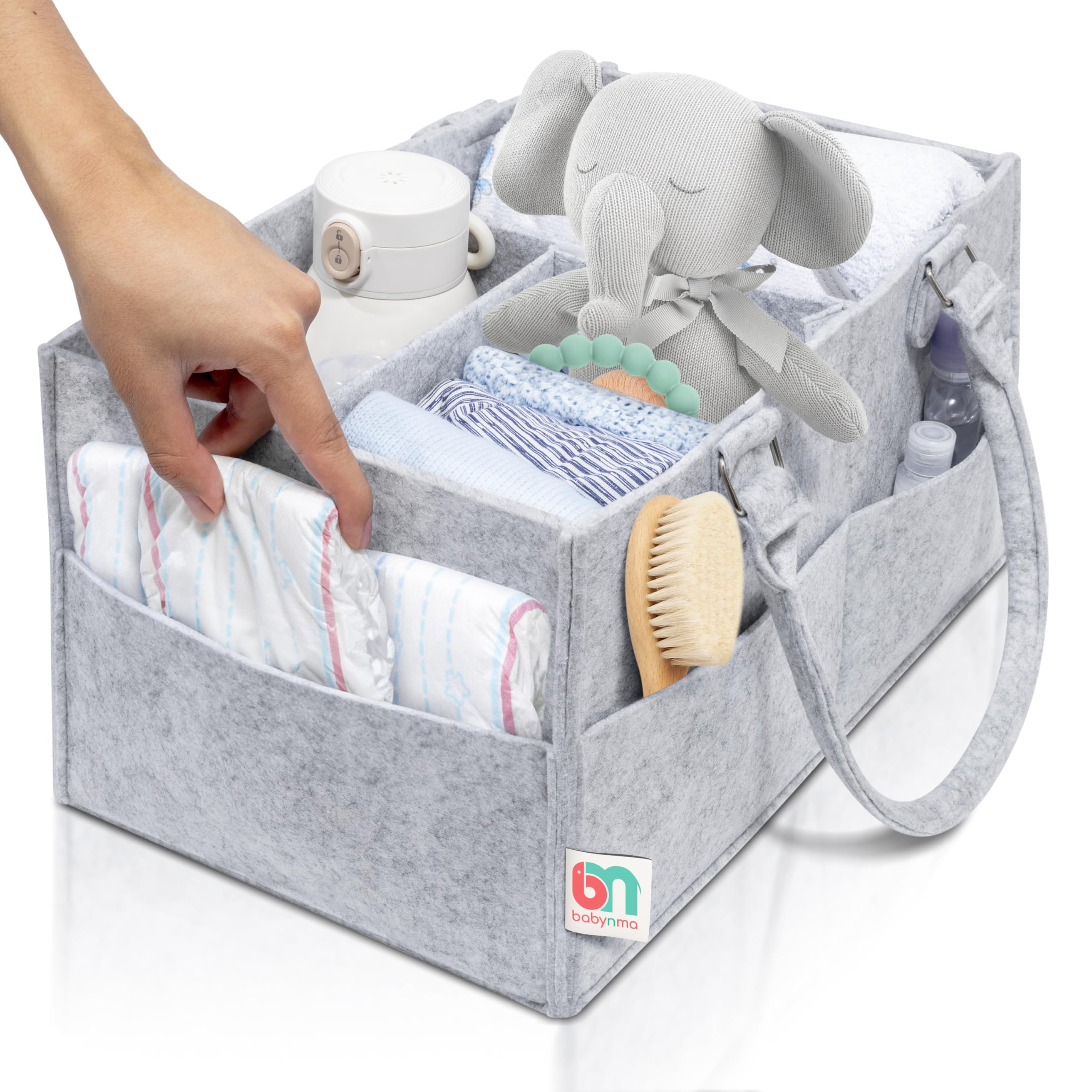 Babynma felt diaper caddy with 12-month warranty signals reliable support for growing families