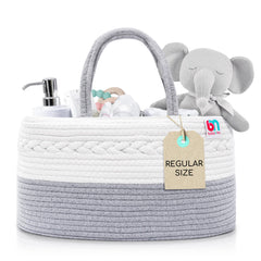 Babynma rope diaper caddy close-up shows tight weave for durable, polished storage