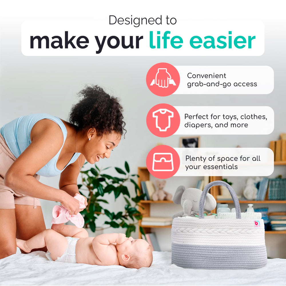 Babynma rope diaper caddy sewn-in liner keeps fabric securely in place
