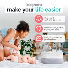 Babynma rope diaper caddy sewn-in liner keeps fabric securely in place