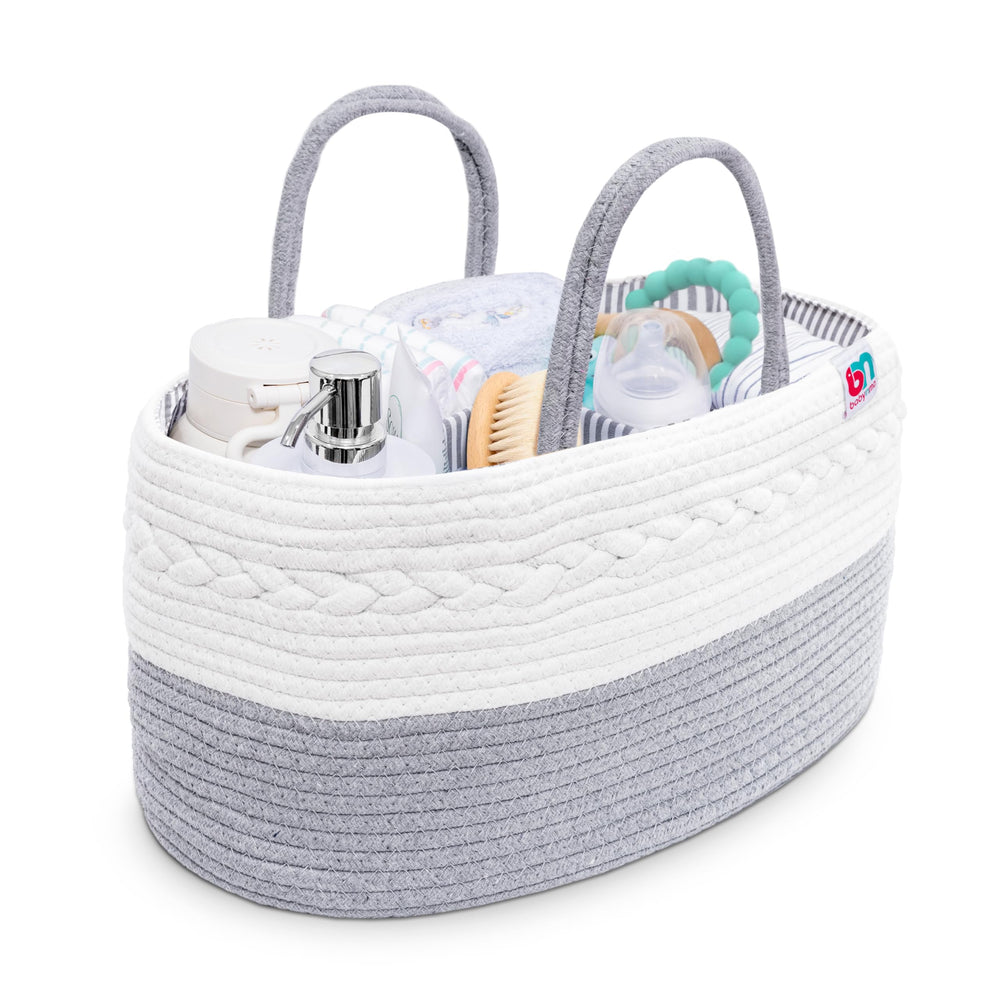 Babynma rope diaper caddy ships with a 12-month warranty badge