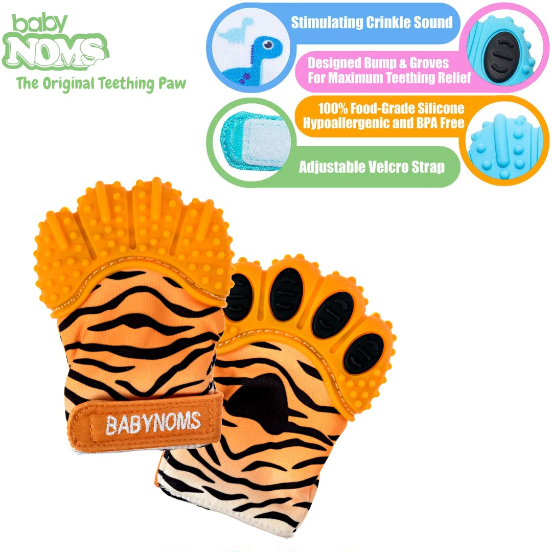 BabyNoms teething mitten close-up of silicone bumps for soothing chewing