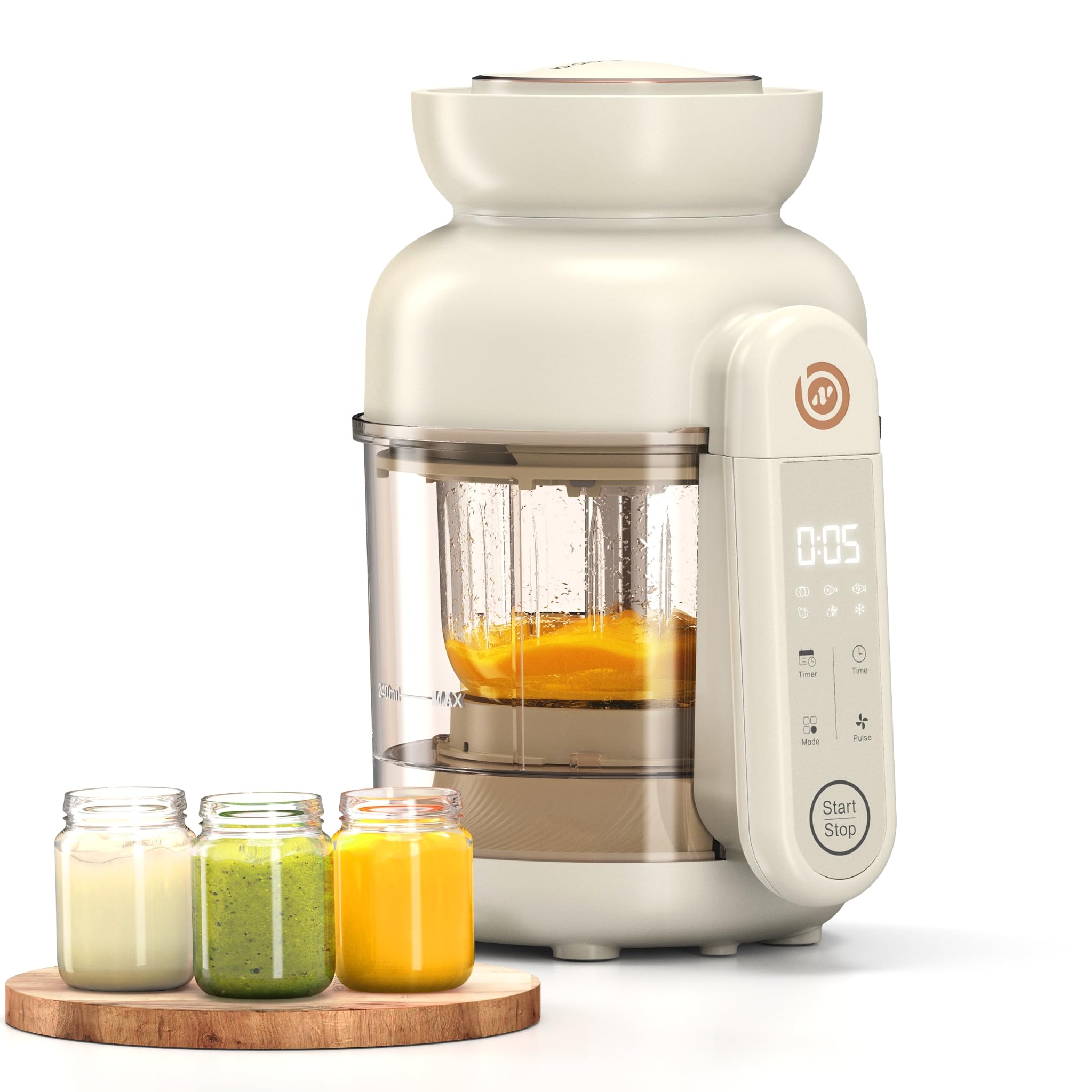 BABYNUTRI Auto Baby Food Maker front view enables quick, versatile meal prep.