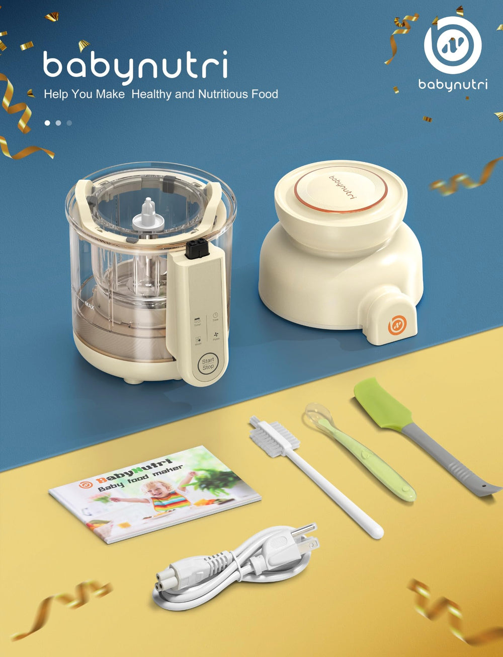 BABYNUTRI Touch-screen control panel enables easy scheduling and auto cooking.