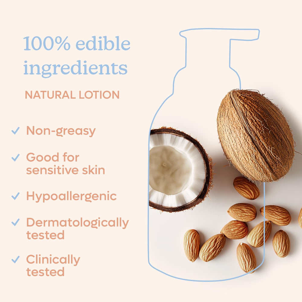 Babyology sweet almond oil ingredient bottle showcases nourishing oils for soft skin.