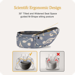 BabyPark hip seat side view highlights weight distribution and comfort during wear.