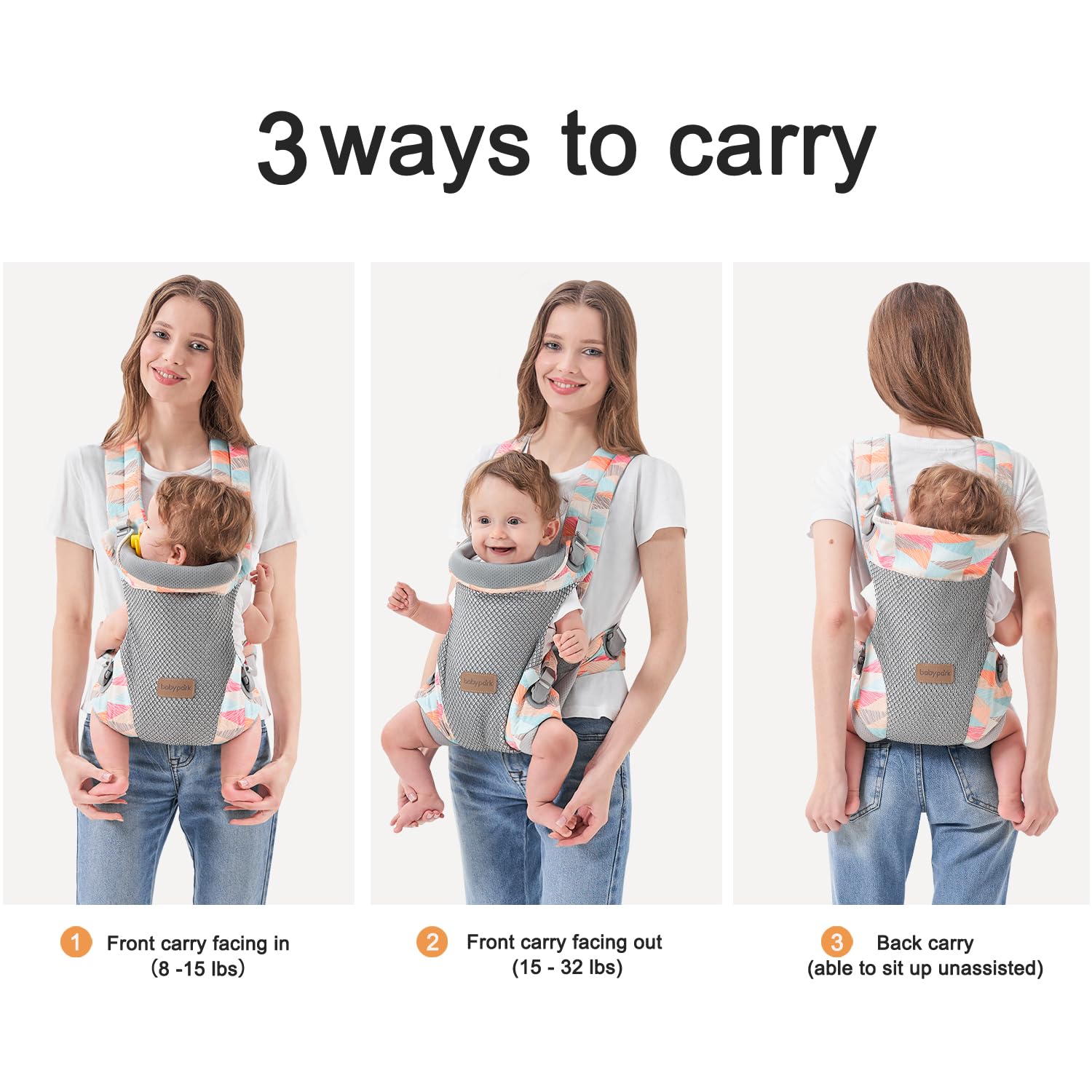 Babypark adjustable straps achieve quick fit during growth from newborn to toddler