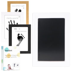 BabyQunt inkless kit front packaging shows safe, mess-free newborn prints.