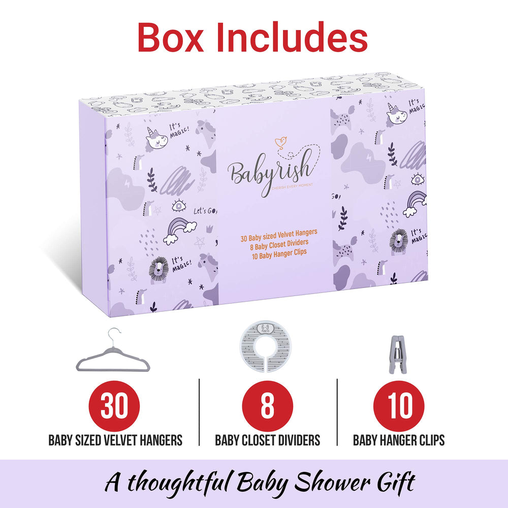 Babyrish 11-inch ultra-slim hangers shown in a compact closet