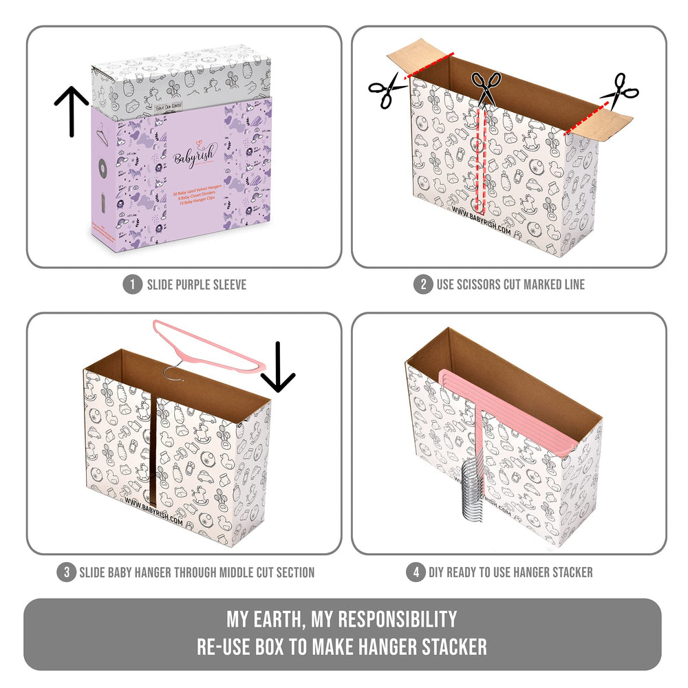 Babyrish velvet baby hangers pink with 8 dividers for sorting
