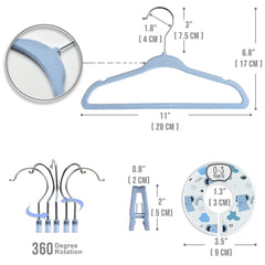 Babyrish velvet hangers include 8 dividers for easy closet sorting.
